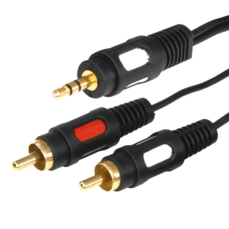 Шнур Стерео 3,5 мм - 2 RCA, длина 3 мeтра (GOLD)