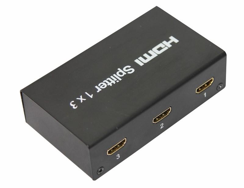 Делитель гнездо HDMI на 3 гнезда HDMI, металл
