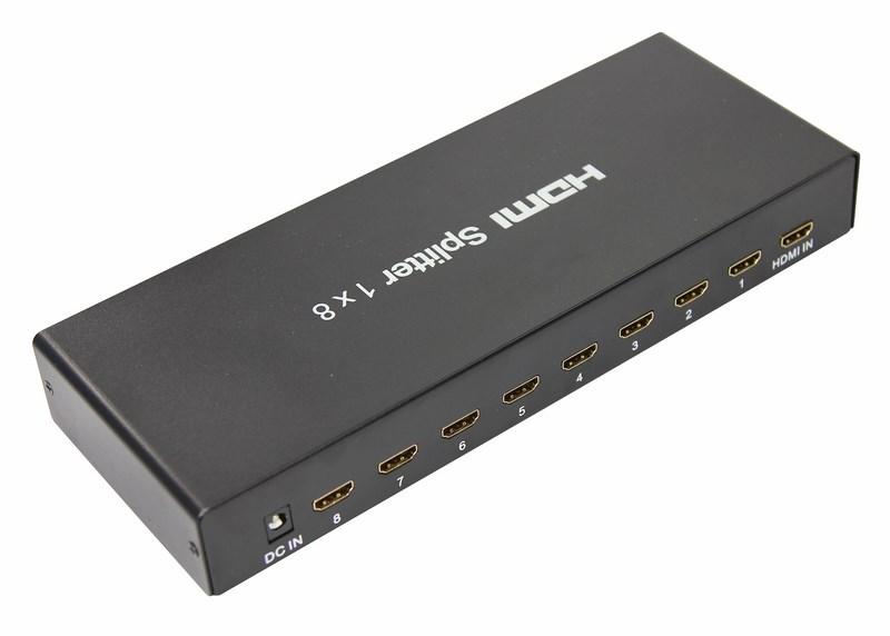 Делитель гнездо HDMI на 8 гнезд HDMI, металл