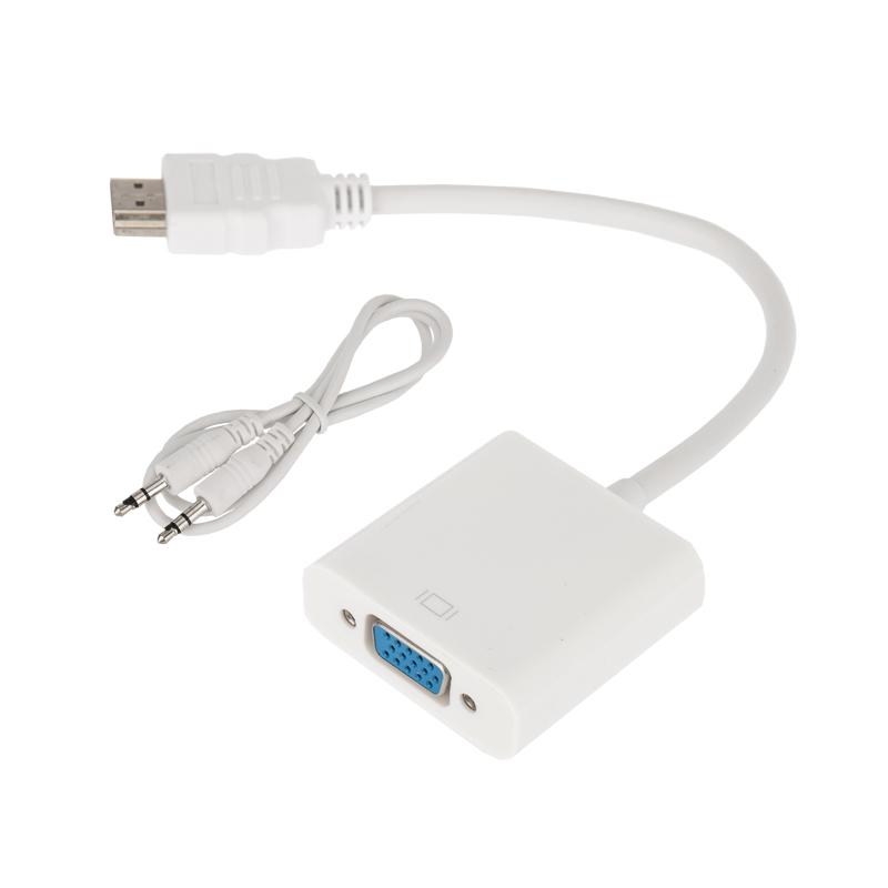 Переходник штекер HDMI - гнездо VGA, провод + шнур стерео 3,5 мм