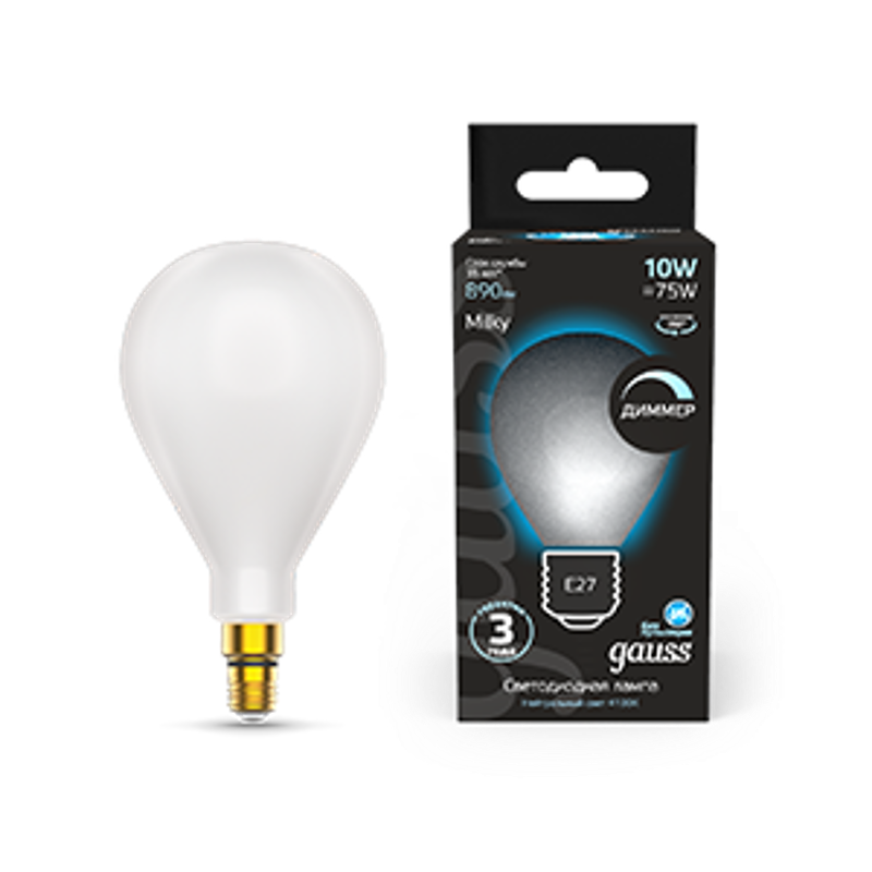 Лампа светодиодная Filament А160 10W 890lm 4100К Е27 milky диммируемая LED 1/6