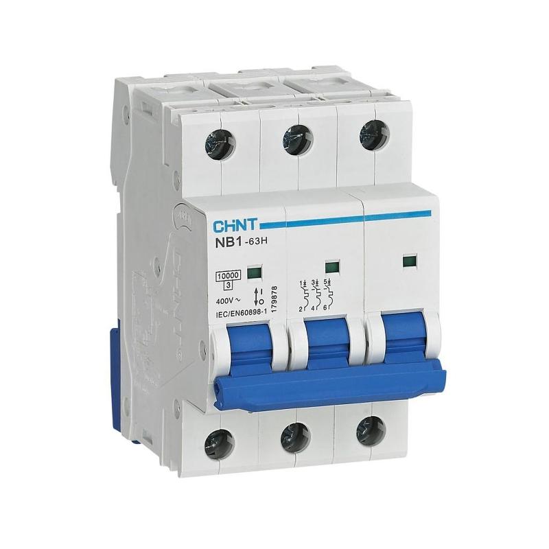Выключатель автоматический трехполюсный NB1-63H 3P 3A 10кА х-ка D (R)