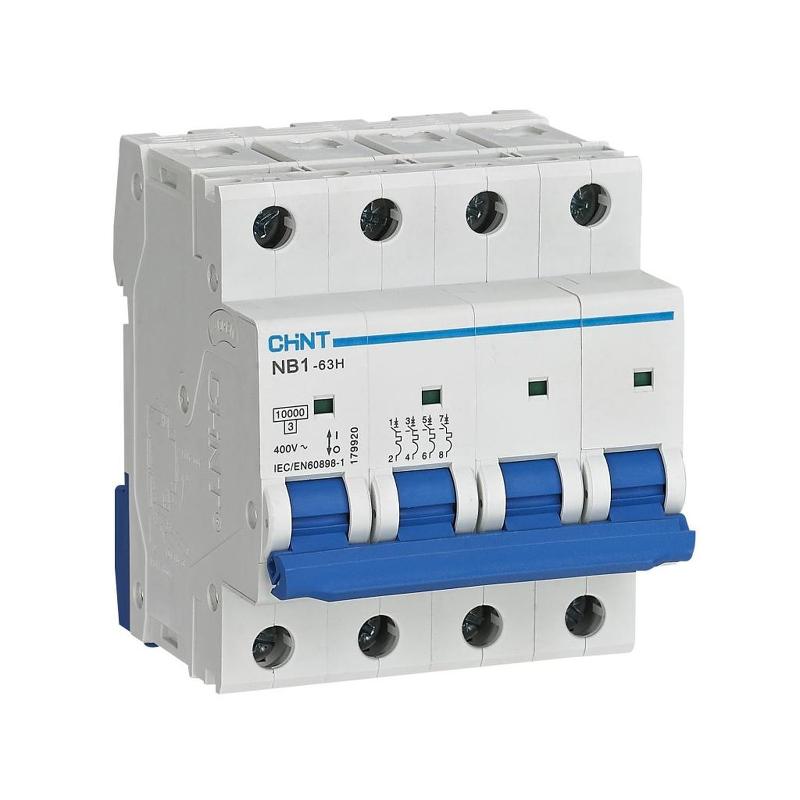 Выключатель автоматический четырехполюсный NB1-63H 4P 20A 10кА х-ка D (R)
