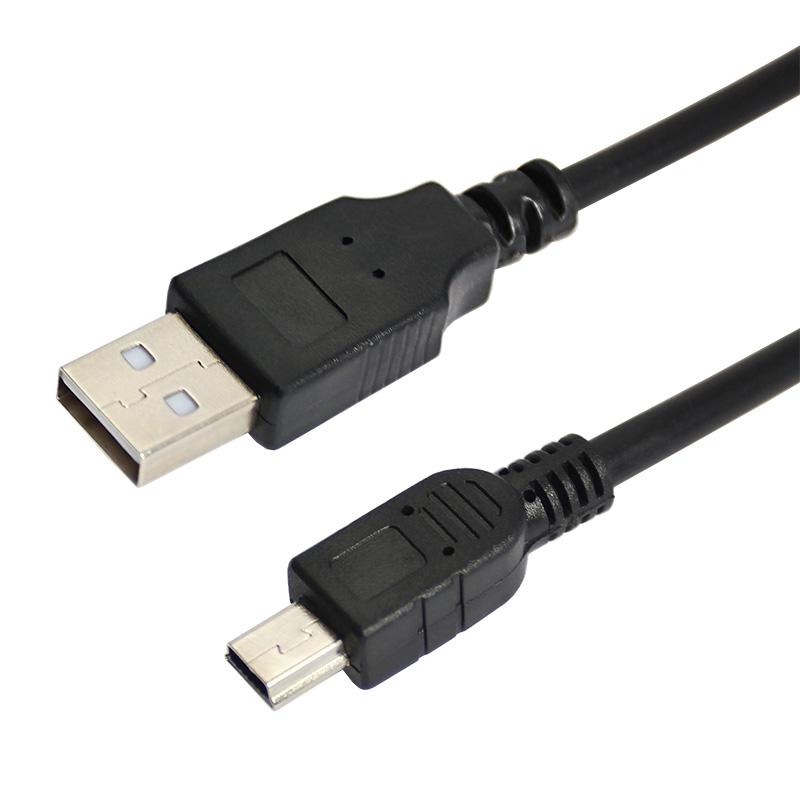 Кабель mini USB (male) штекер - USB-A (male) штекер, длина 0,2 метра, черный (PE пакет)