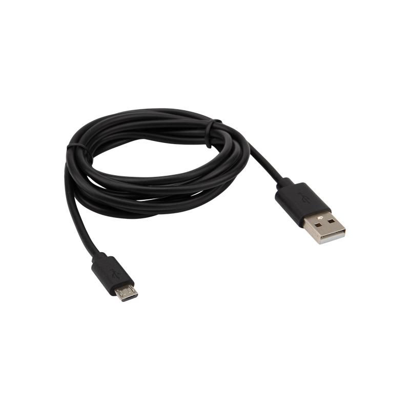 Кабель micro USB (male) штекер - USB-A (male) штекер, длина 1,8 метра, черный (PE пакет)