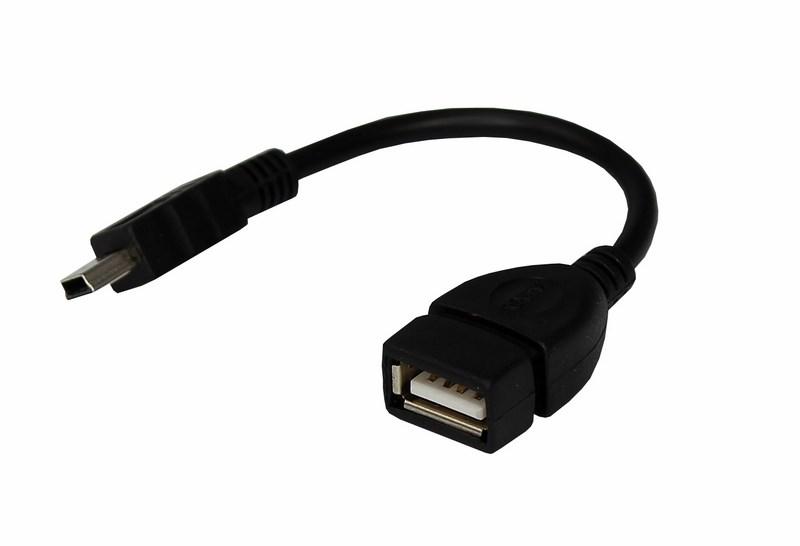 USB кабель OTG mini USB на USB шнур 0.15 м черный
