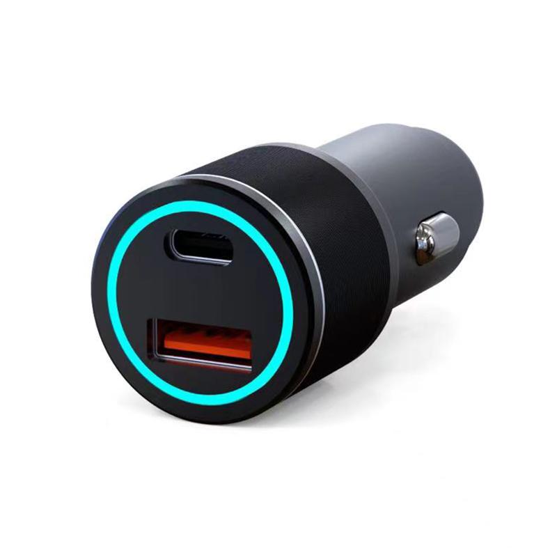 Автомобильное зарядное устройство c двумя портами (USB-C + USB-A) c LED-подсветкой, 68Вт