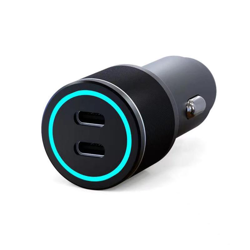 Автомобильное зарядное устройство c двумя портами (USB-C + USB-С) c LED-подсветкой, 75Вт
