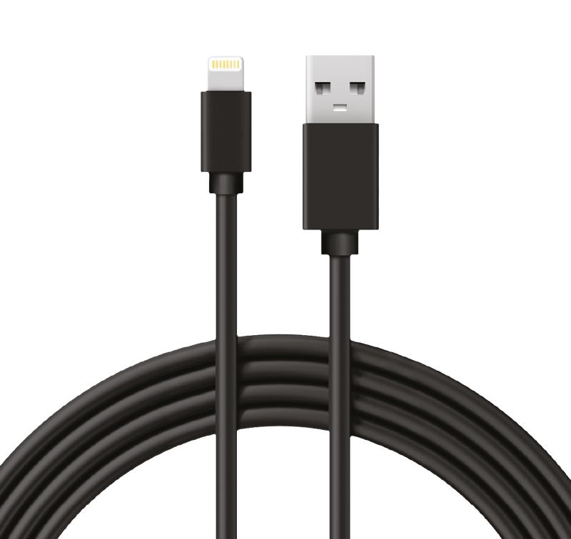 Кабель REXANT USB-Lightning 2 А, 1 м, черный ПВХ