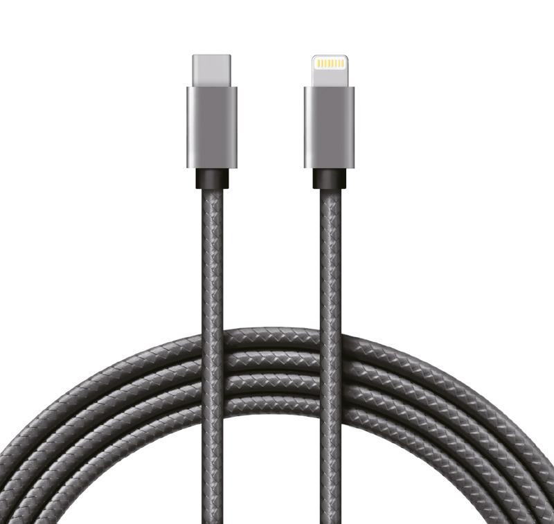 Кабель REXANT Type-C-Lightning PD, 1 м, графит, нейлон