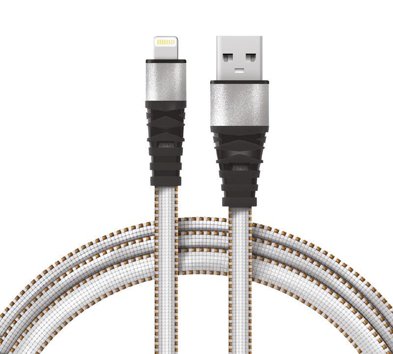 Кабель REXANT USB-Lightning 2.4 A, 1 м, белая нейлоновая оплетка
