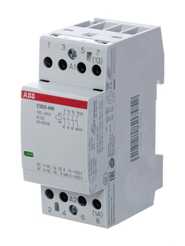 Контактор ESB25-40N-06 модульный (25А АС-1 4НО) катушка 230В AC/DC