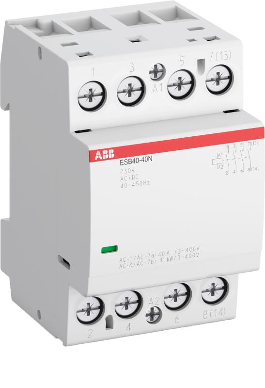 Контактор ESB40-40N-01 модульный (40А АС-1, 4НО), катушка 24В AC/DC