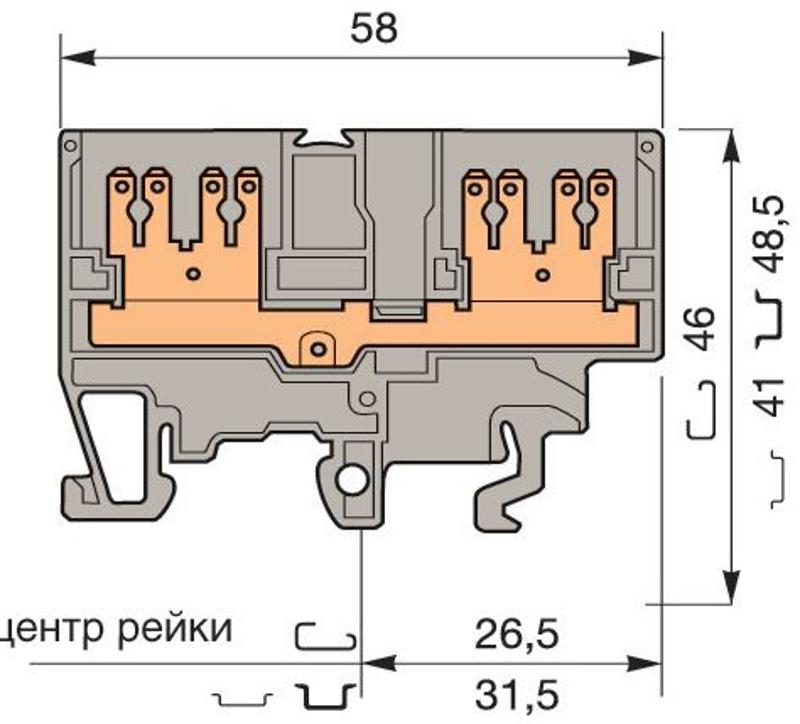Клемма M2,5/6.4G.1 2 quick connect (fast on) 6,3x0,8 мм или 2,8х0,8 мм, вертикальные