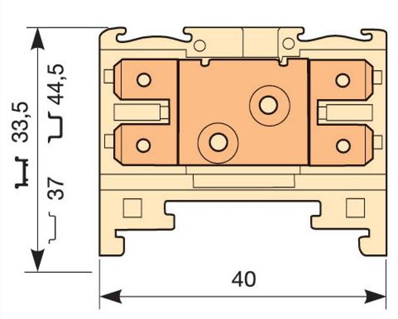 Клемма HD2,5/6.2G.2G.1.V0, 4 quick-connect (fast on) 6,3x0,8мм, 2,5 мм.кв.