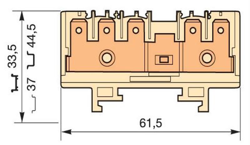 Клемма HD6/9.5G, 5 quick-connect (fast on) 6,3x0,8мм, 6 мм. кв., вертикальные, с тестовым гнездом