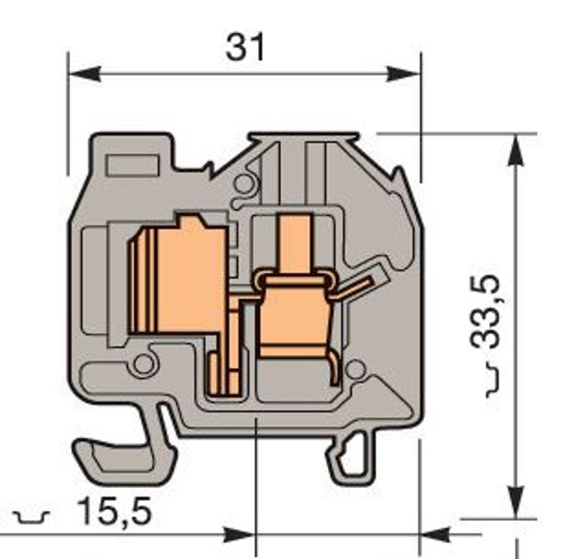 Клемма DR4/8.P.ADO ADO 4мм.кв. земля, мини, DIN2