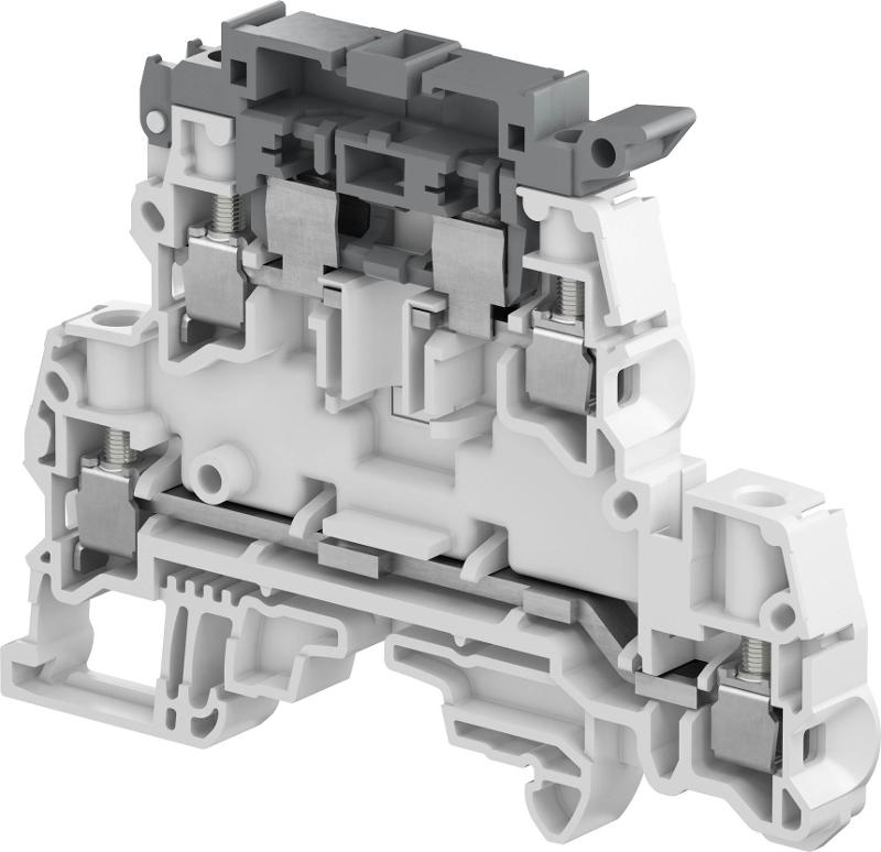 Клемма винтовая ZS4-D2-SF1 - 4 мм?, 2 уровня, 4 зажима, держатель предохранителя на верхнем уровне