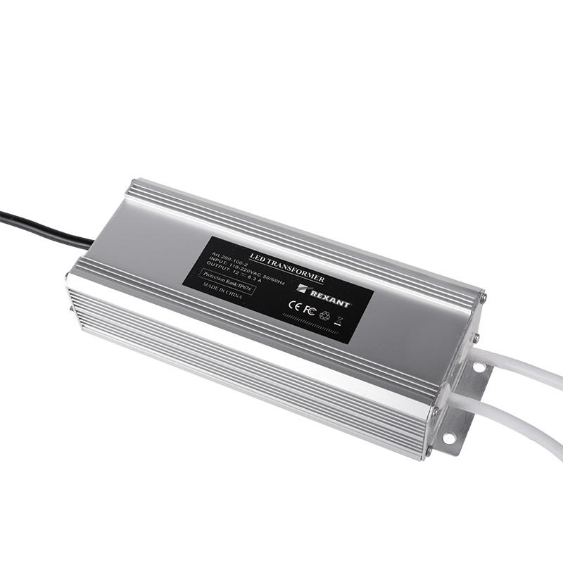 Источник питания 110-220V AC/12V DC, 8,3А, 100W с проводами, влагозащищенный (IP67)
