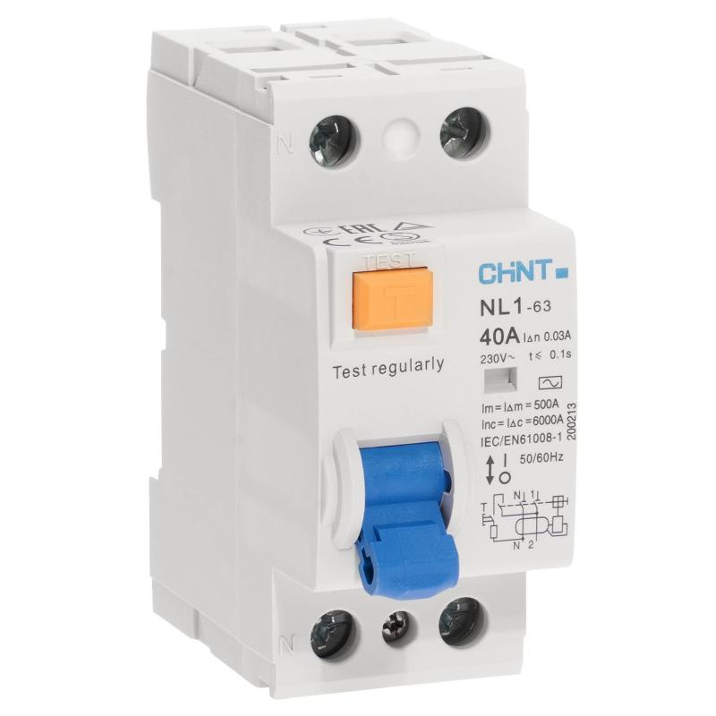 Устройство защитного отключения (УЗО) NL1-63 6kA 2P 40A 30mA тип AC (DB) (R)