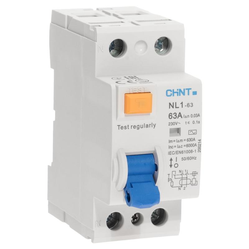 Устройство защитного отключения (УЗО) NL1-63 6kA 2P 63A 30mA тип AC (DB) (R)