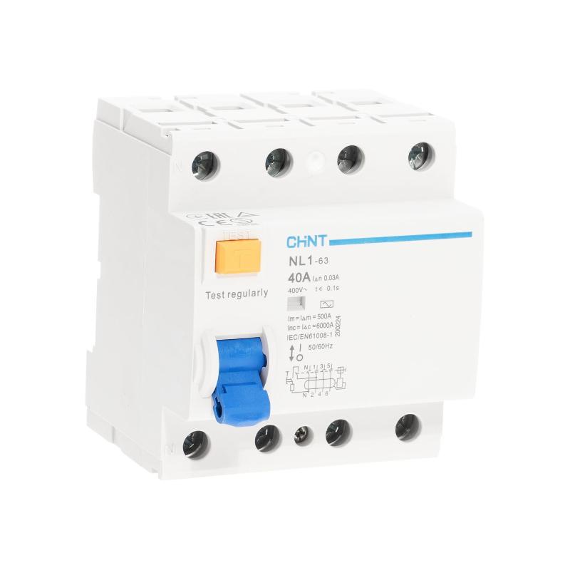 Устройство защитного отключения (УЗО) NL1-63 6kA 4P 40A 30mA тип AC (DB) (R)