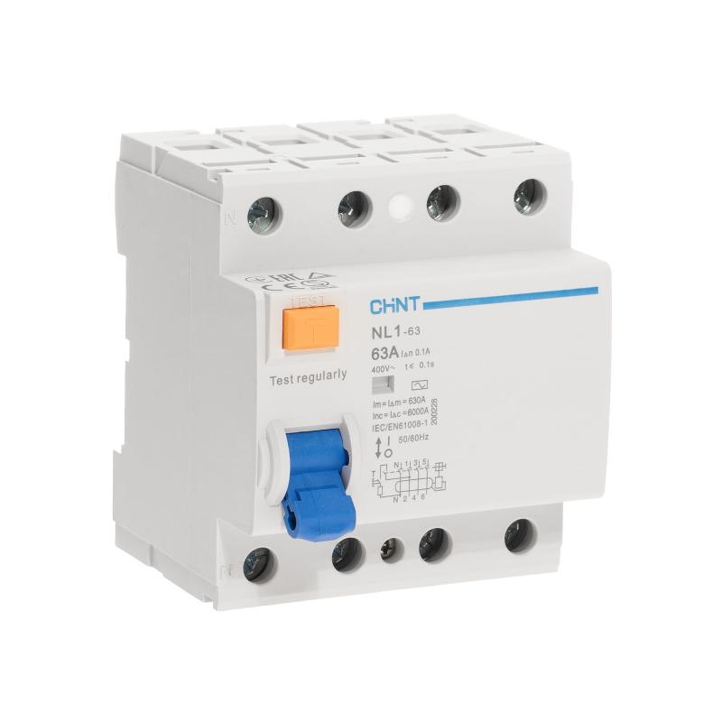 Устройство защитного отключения (УЗО) NL1-63 6kA 4P 63A 100mA тип AC (DB) (R)