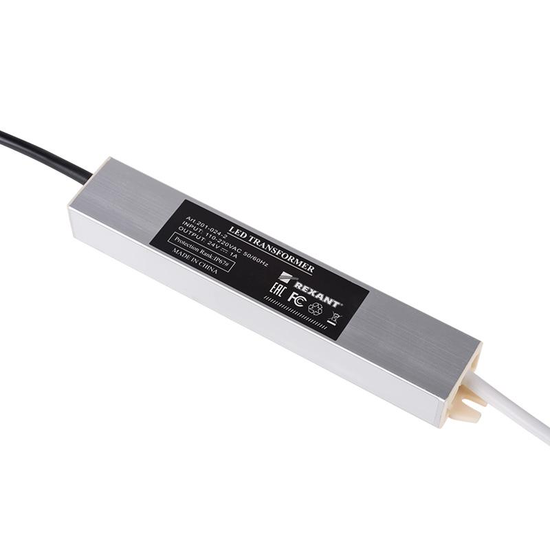 Источник питания тонкий 220V AC/24V DC, 1А, 24W с проводами, влагозащищенный (IP67)
