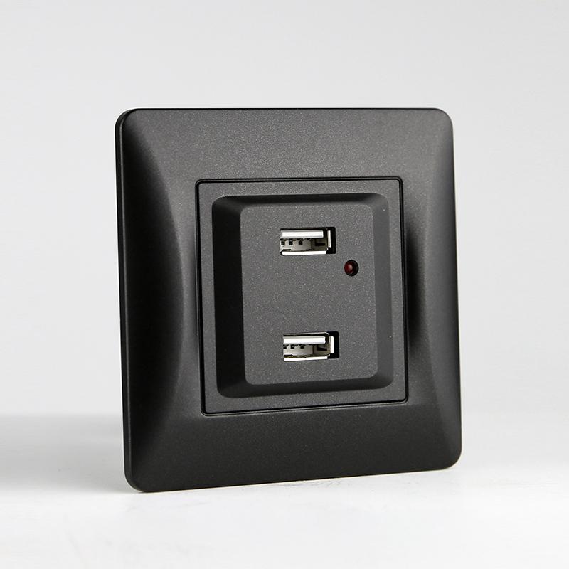 Розетка 2xUSB A, 125-250V (антрацит)