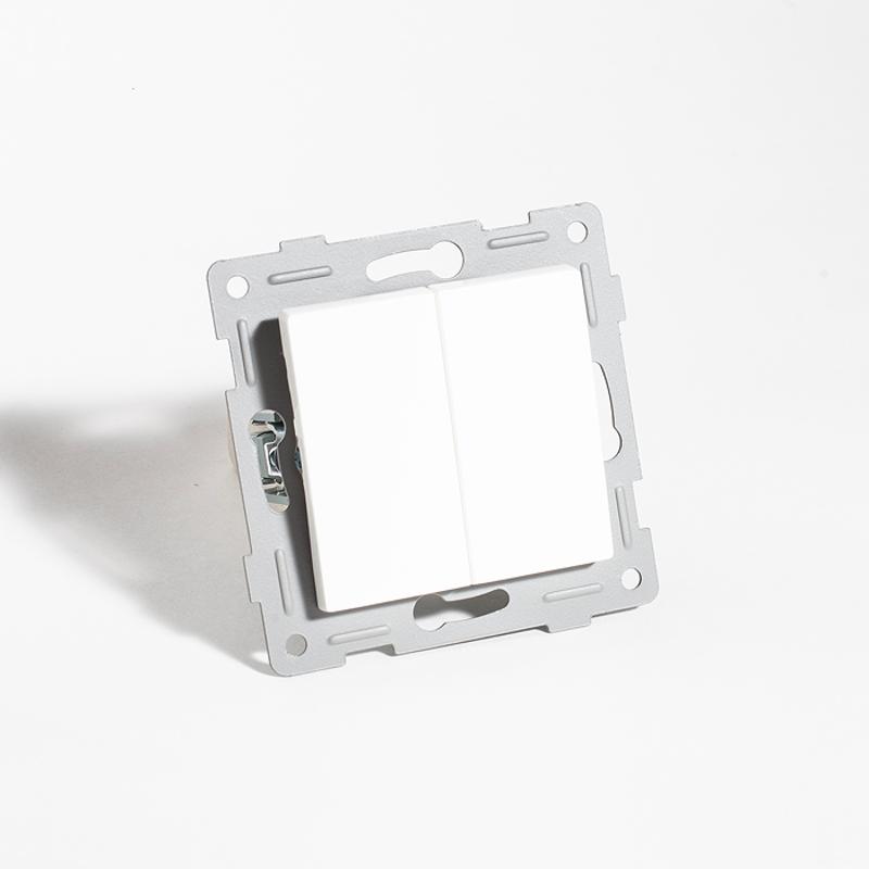 Переключатель двухклавишный, 10А, 220-250V (белый)