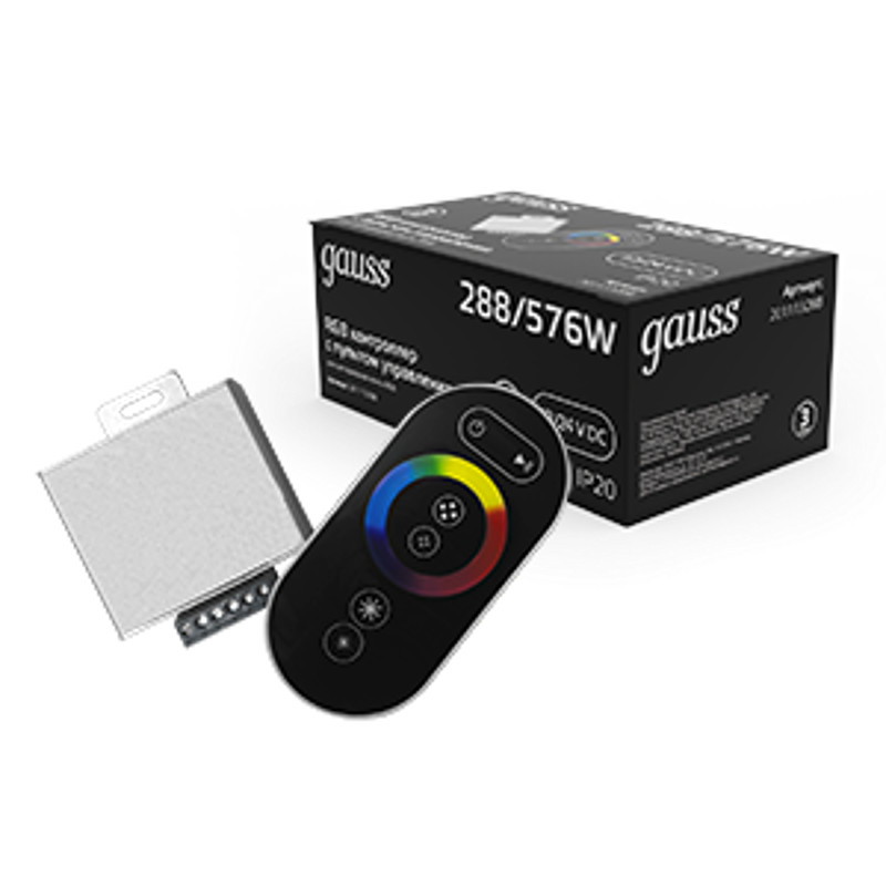 Контроллер для RGB 288W 24А с сенсорным пультом управления цветом (черный)