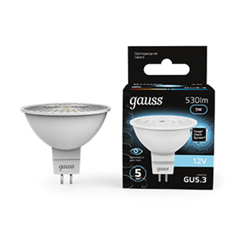 Лампа светодиодная LED 5Вт GU5.3 12В 4100К MR16