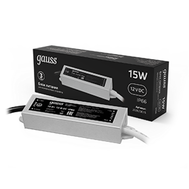 Блок питания для светодиодной ленты пылевлагозащищенный 15W 12V IP66