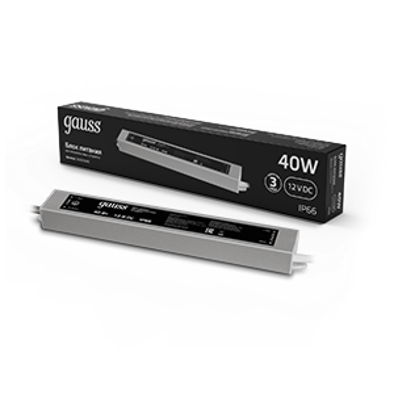 Блок питания для светодиодной ленты пылевлагозащищенный 40W 12V IP66