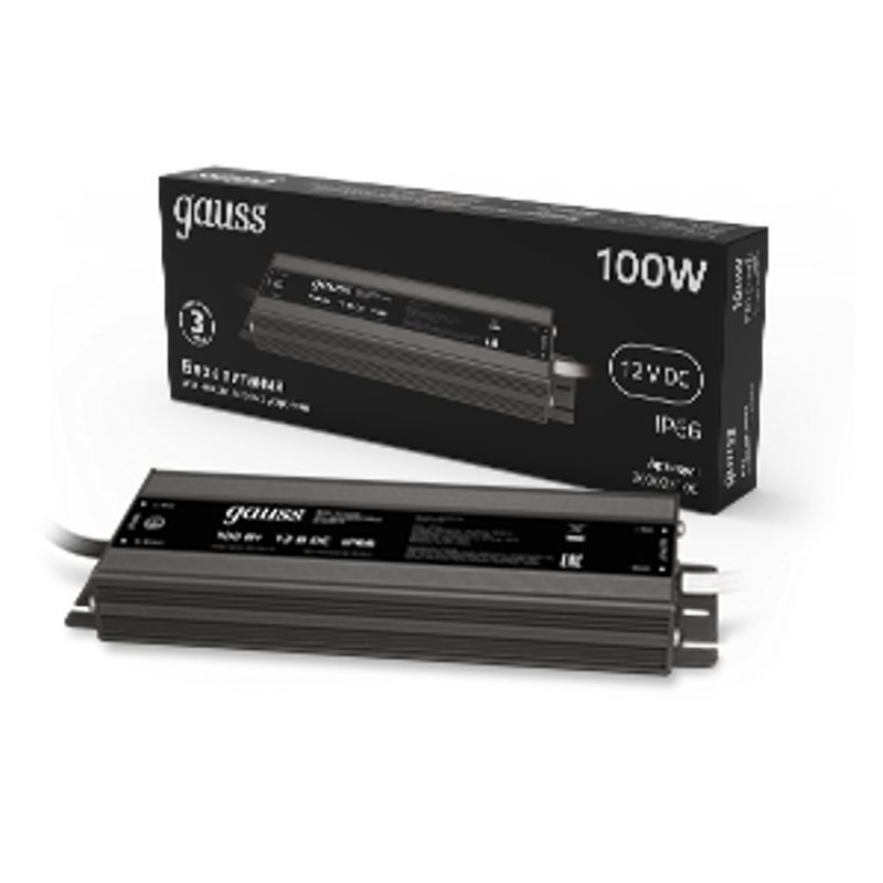Блок питания для светодиодной ленты пылевлагозащищенный 100W 12V IP66