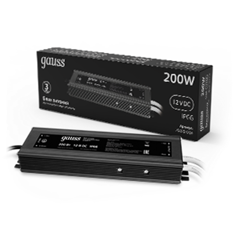 Блок питания для светодиодной ленты пылевлагозащищенный 200W 12V IP66