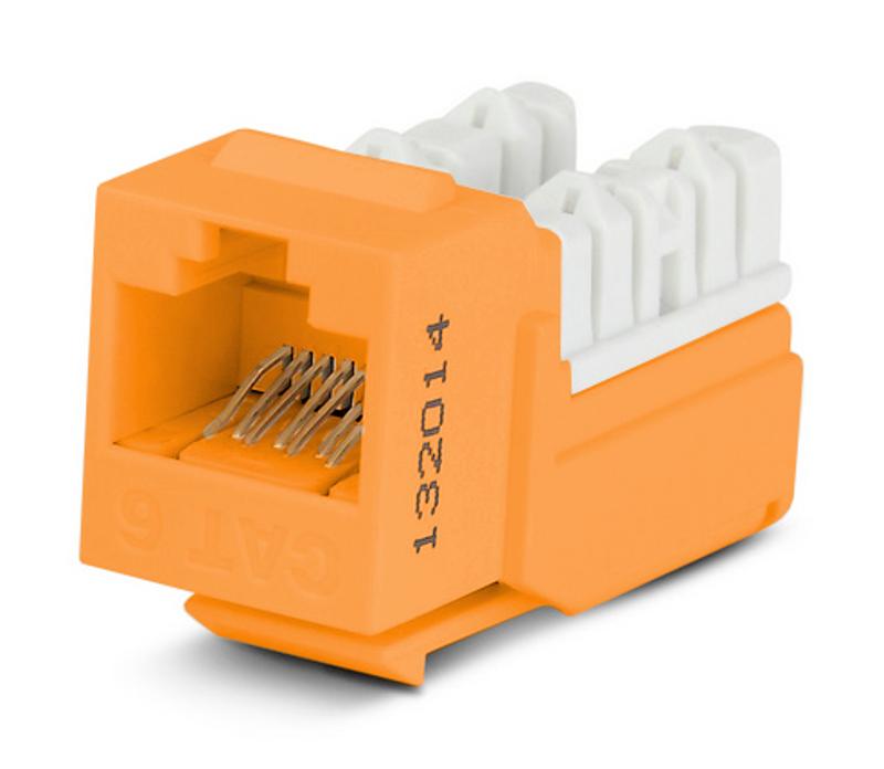 KJNE-8P8C-C6-90-OR Вставка Keystone Jack RJ-45(8P8C), категория 6, 110 IDC, заделка с помощью NE-TOOL, оранжевая