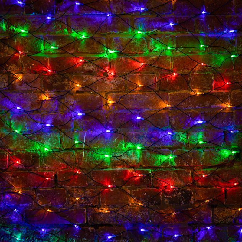 Гирлянда "Сеть" 2х1,5м, черный ПВХ, 240 LED Мультиколор