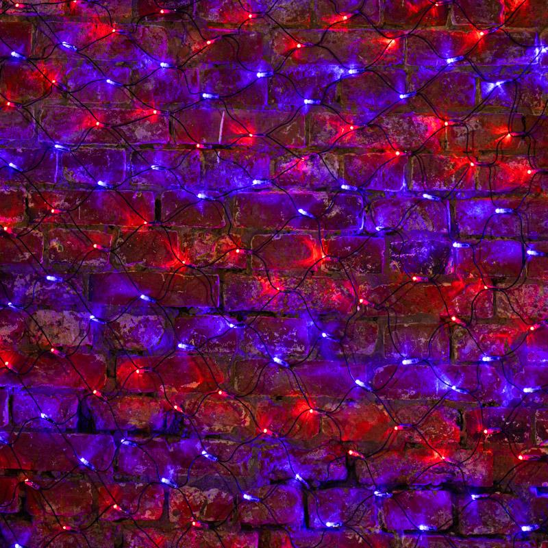 Гирлянда "Сеть" 2,5х2,5м, черный ПВХ, 432 LED Красные/Синие
