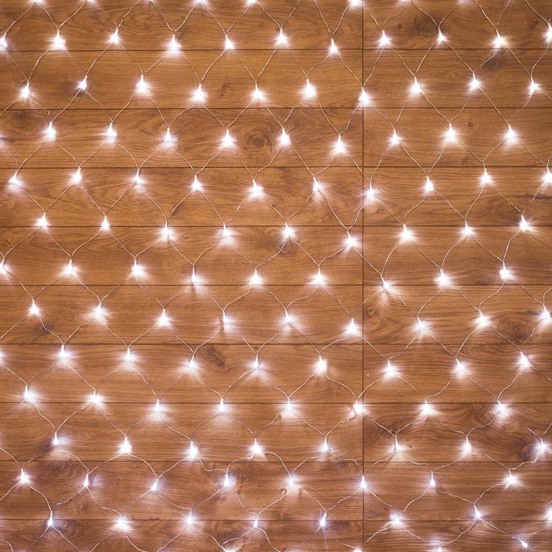 Гирлянда "Сеть" 1,5х1,5м, прозрачный ПВХ, 150 LED Белые