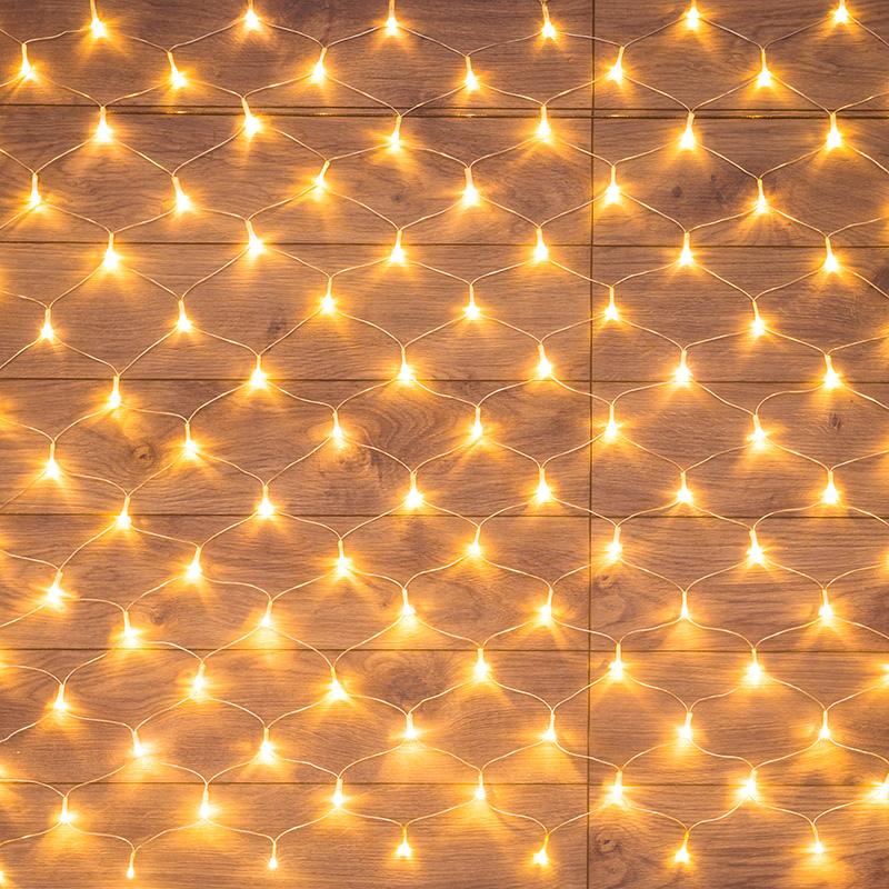 Гирлянда "Сеть" 1,5х1,5м, прозрачный ПВХ, 150 LED ТЕПЛЫЙ БЕЛЫЙ