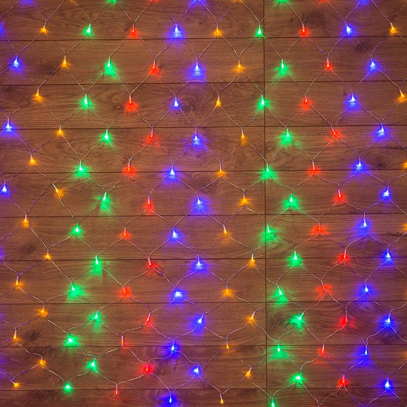 Гирлянда "Сеть" 1,8х1,5м, прозрачный ПВХ, 180 LED Мультиколор