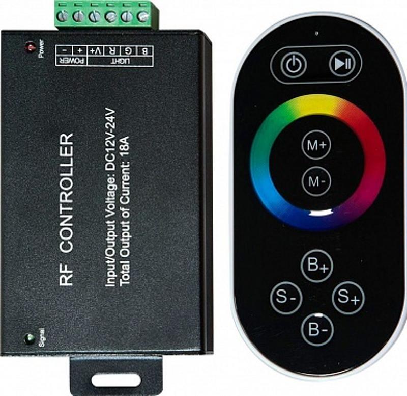 Контроллер для светодиодной ленты с П/У черный, LD55   18А12-24V (подходит для LS606,607) 137*137*51мм