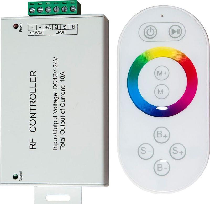 Контроллер для светодиодной ленты с П/У белый, LD56   18А12-24V (подходит для LS606,607) 137*137*51мм