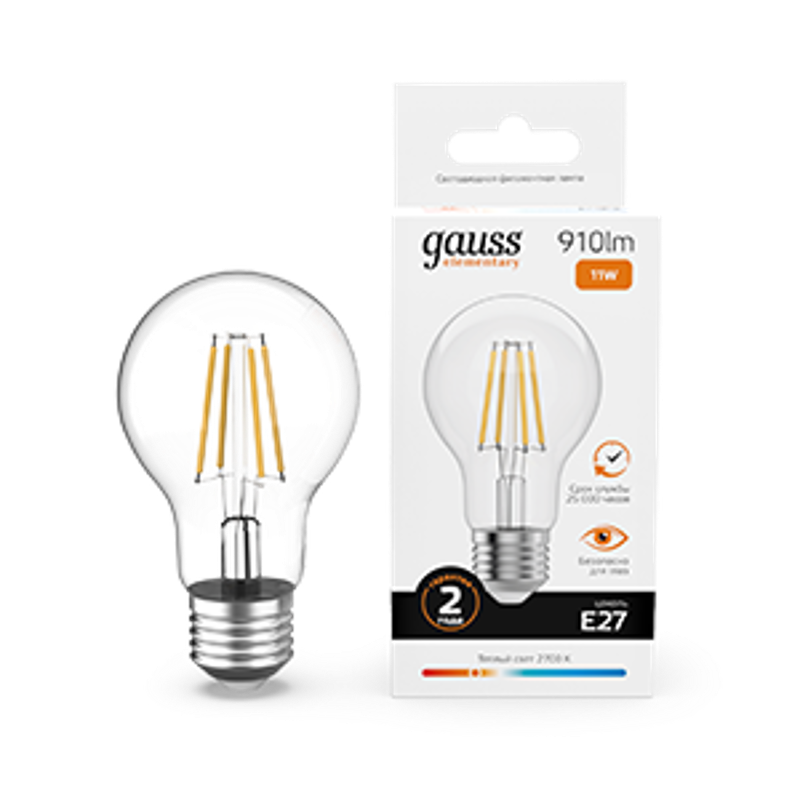 Лампа светодиодная   Filament Elementary А60 11W 910lm 2700К Е27 LED 1/10/50