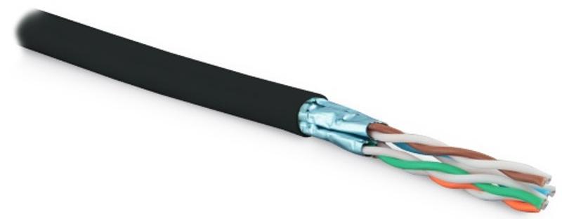 UFTP4-C6-S23-OUT-LSZH-BK-500 (500 м) Кабель витая пара, U/FTP, каждая пара в фольге, категория 6, 4 пары 23 AWG, 4х2х0,55 мм, LSZH нг(А)-HF, внешний, 