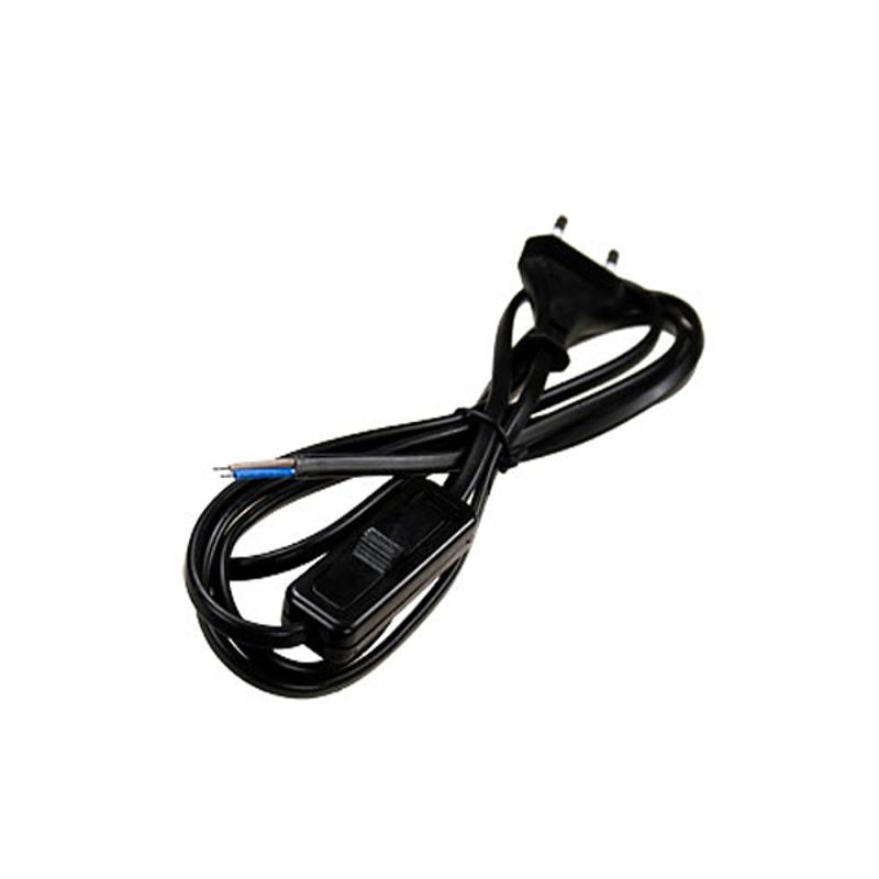 Сетевой шнур KF-HK-1 230V 1.9м (с выключателем) черный