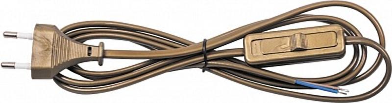 Сетевой шнур KF-HK-1 230V 1.9м (с выключателем) золото