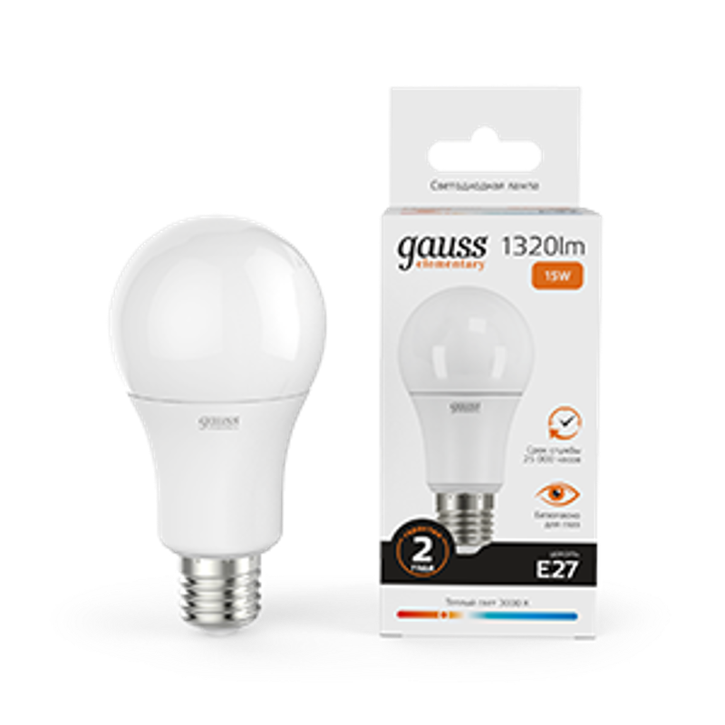 Лампа светодиодная LED 15Вт E27 220В 3000К Elementary A60