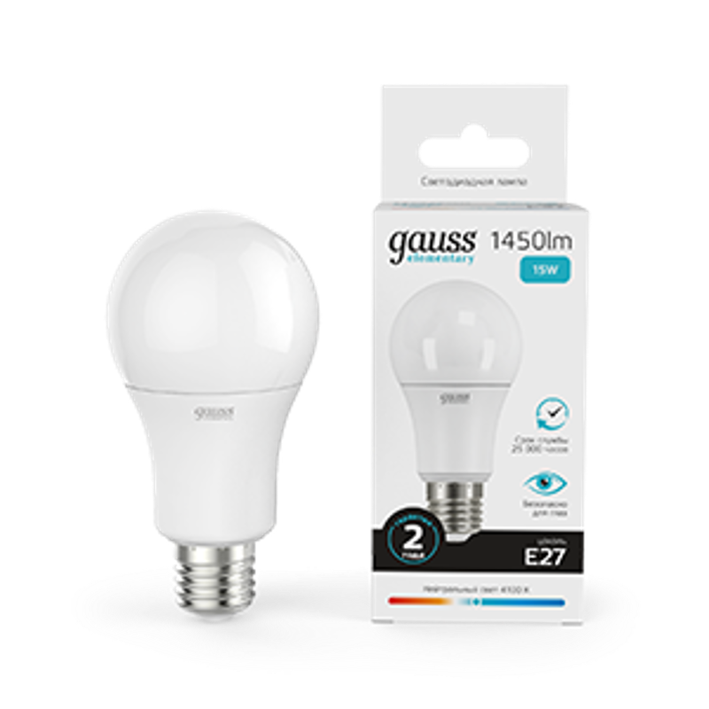 Лампа светодиодная LED 15Вт E27 220В 4100К Elementary A60
